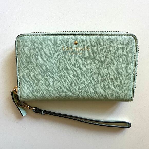 KATE SPADE Wristlet Wallet, Mint Green - Picture 1 of 7